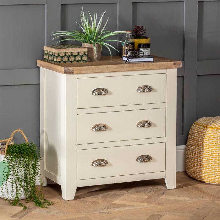 Cheshire Cream 3 Drawer Compact Chest of Drawers The Furniture Market