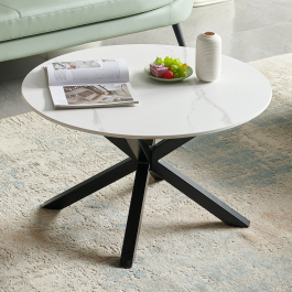 Spider Round White Sintered Stone Coffee Table with Black Legs | The ...