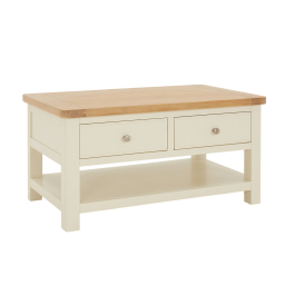 Marbury Cream Painted 2 Drawer Coffee Table with Shelf | The Furniture ...