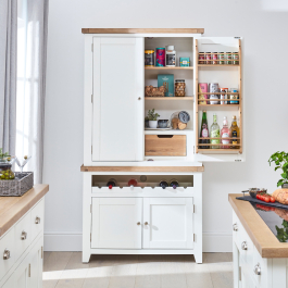 Cheshire White Painted Double Kitchen Larder Pantry Cupboard with Wine ...