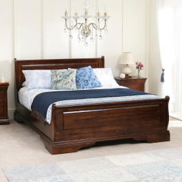 French Louis Solid Oak 5ft King Size Sleigh Bed