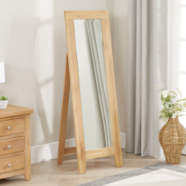 Cheshire Weathered Limed Oak Bedroom Cheval Mirror | The Furniture Market