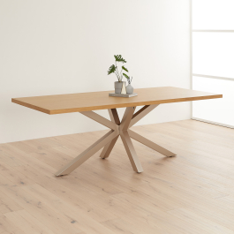 Industrial Natural Oak 220cm Dining Table with Grey Starburst Legs – 8 ...