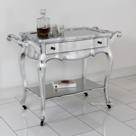 French silver drinks trolley